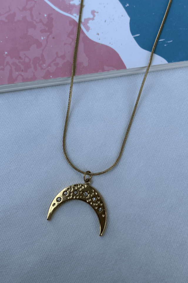 Kristal Yıldız Detaylı Ay Model Kolye