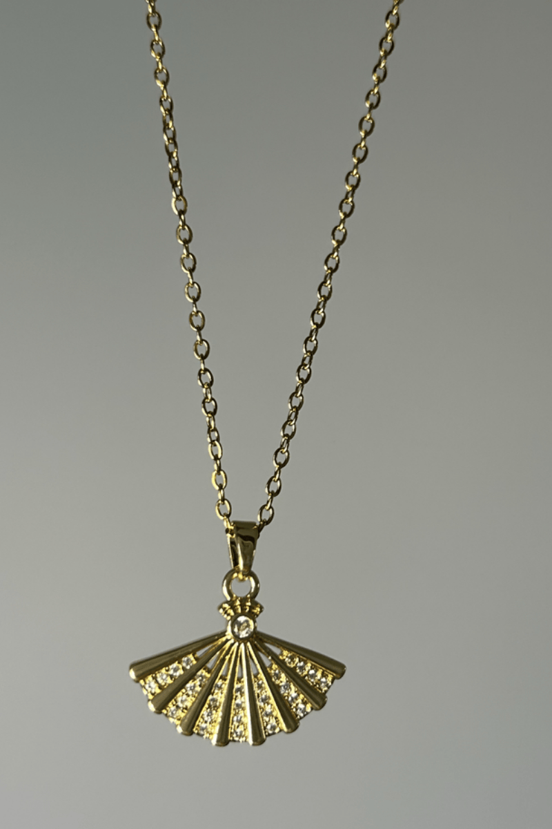 Kristal Taş Yelpaze Model Kolye