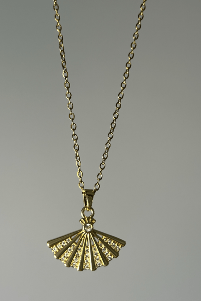 Kristal Taş Yelpaze Model Kolye