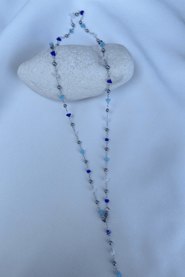 Minimal Geometrik Taş Detaylı Y Model Kolye (silver)