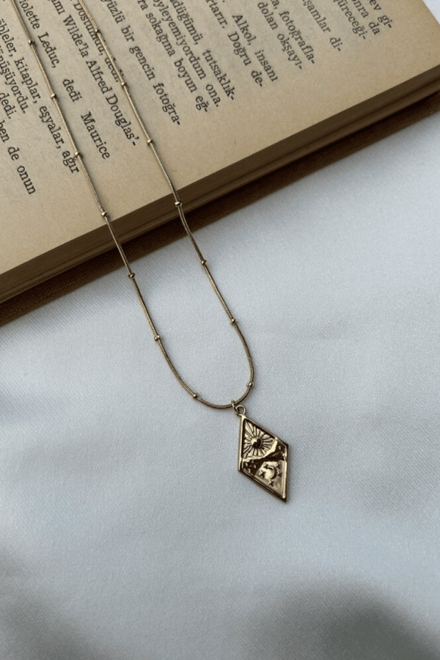 Geometrik Model Ay ve Güneş Kolye