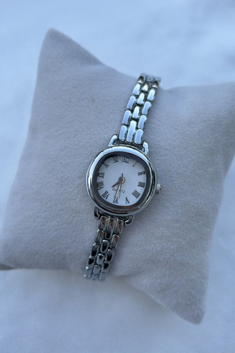 Yuvarlak Minimal Model Çelik Kordon Saat (silver)