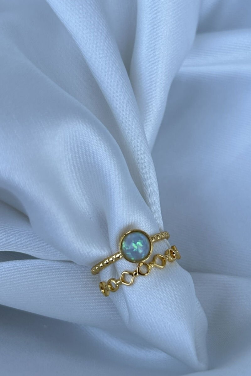 İkili Opal Taş Tasarım Model Yüzük