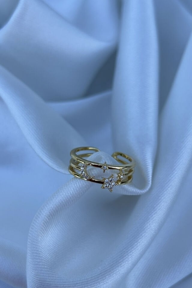 Ay ve Yıldız Detaylı Tasarım Yüzük