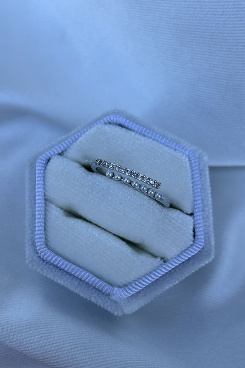 İnci Detaylı Minimal Model Yüzük (silver)