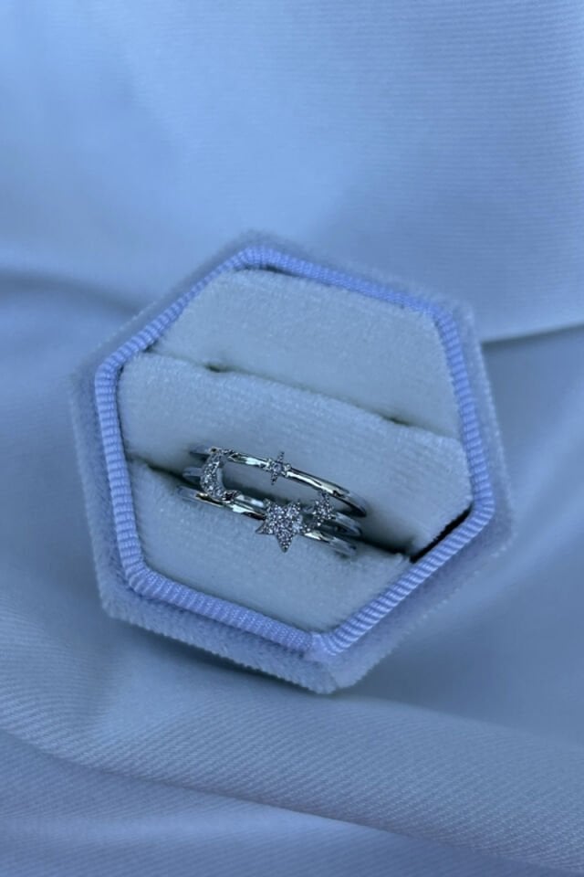 Ay ve Yıldız Detaylı Tasarım Model Yüzük (silver)