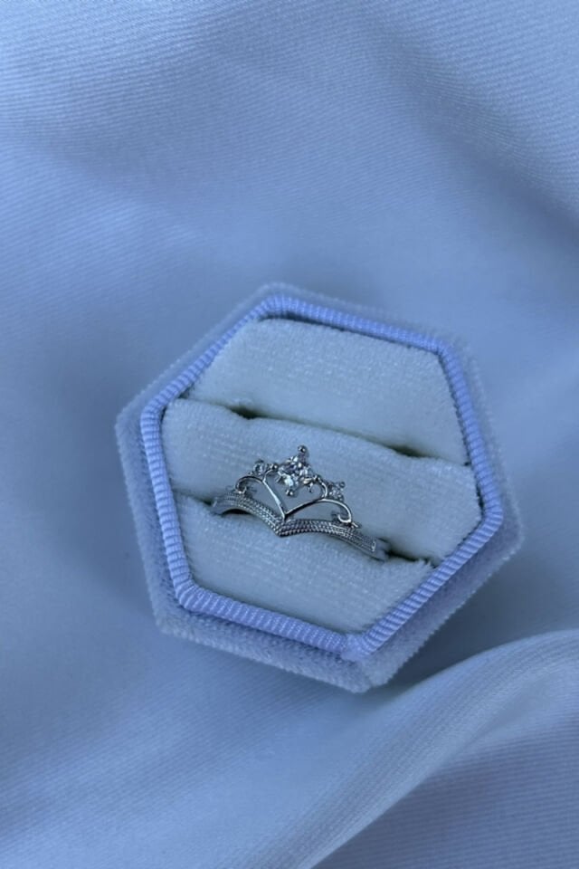 Kristal Taç Model Tasarım Yüzük (silver)