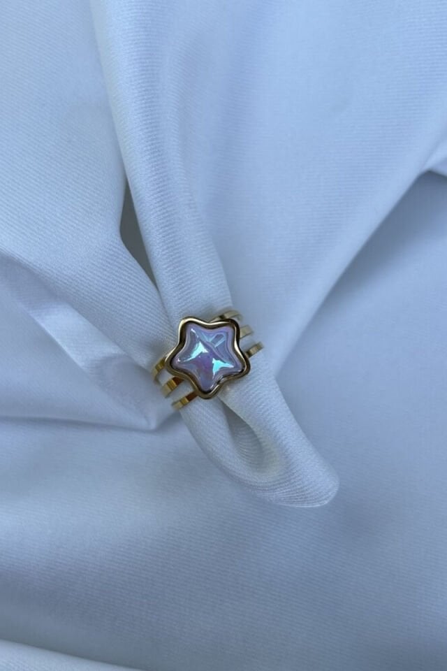 Sedefli Taş Yıldız Model Yüzük