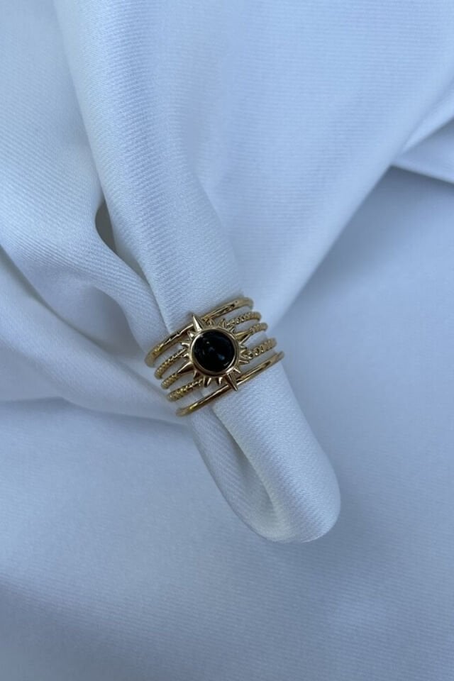 Yeşil Taş Güneş Model Çoklu Görünüm Yüzük