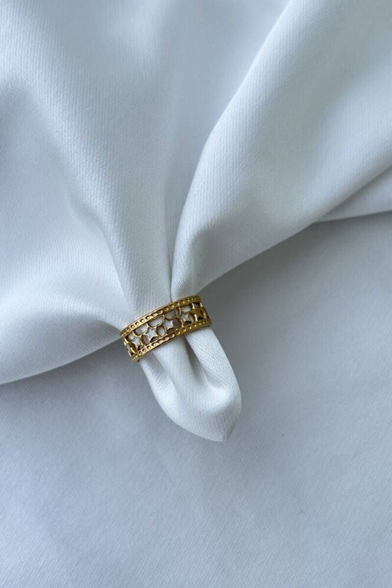 Beyaz Yıldız Detaylı Vintage Model Yüzük