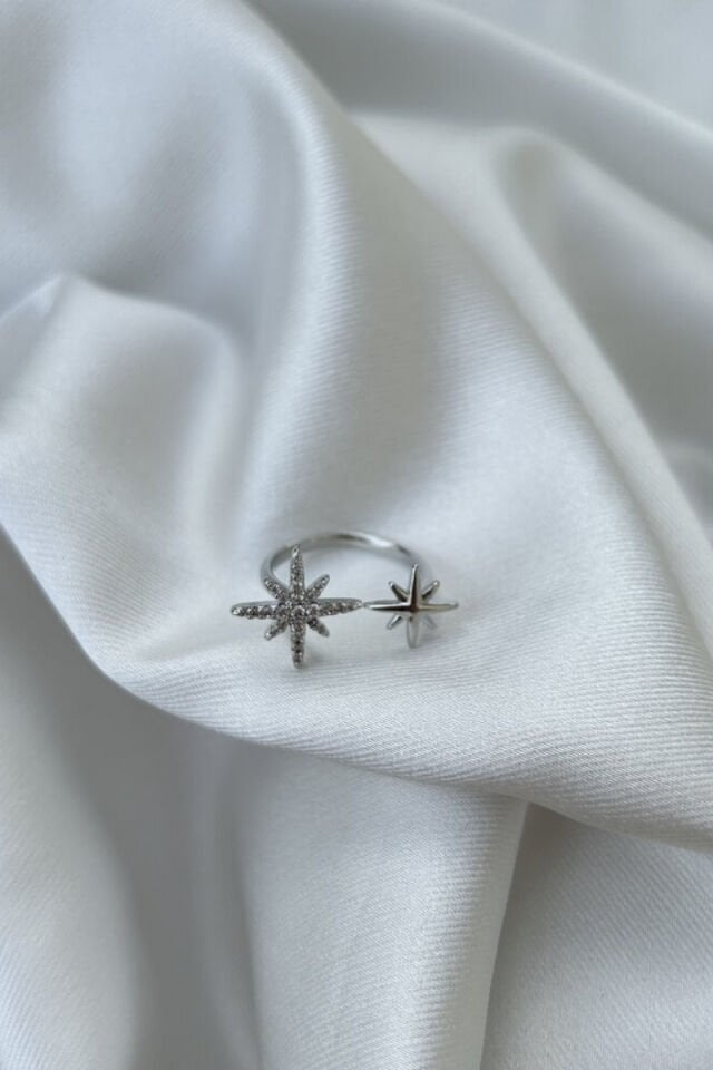 İkili Kutup Yıldızı Tasarım Yüzük (silver)