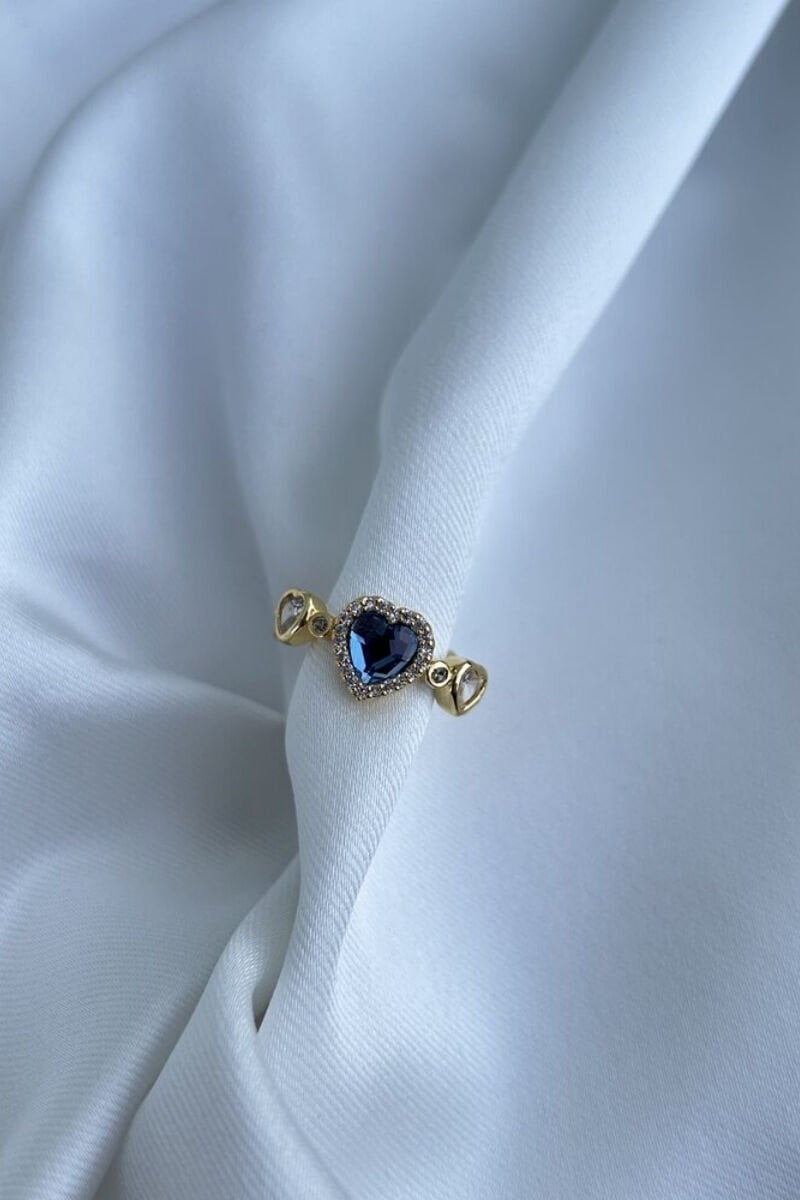 Mavi Kalp Detaylı Pandora Model Yüzük