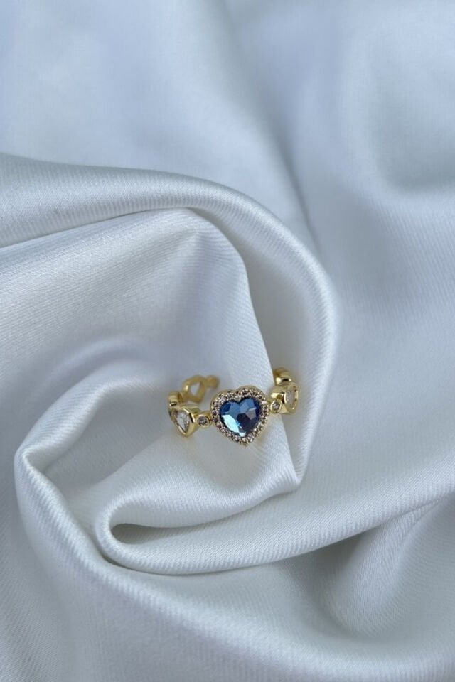 Mavi Kalp Detaylı Pandora Model Yüzük