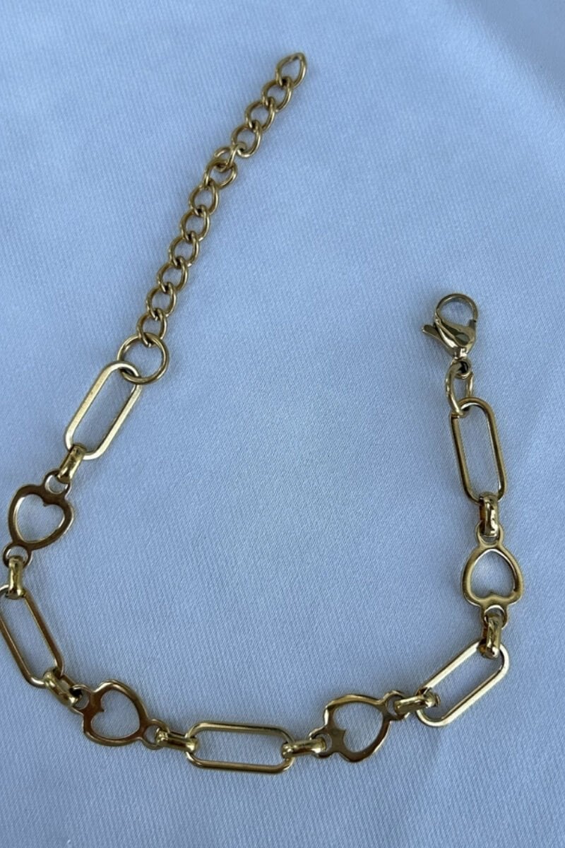 Kalp Detaylı Zincir Bileklik