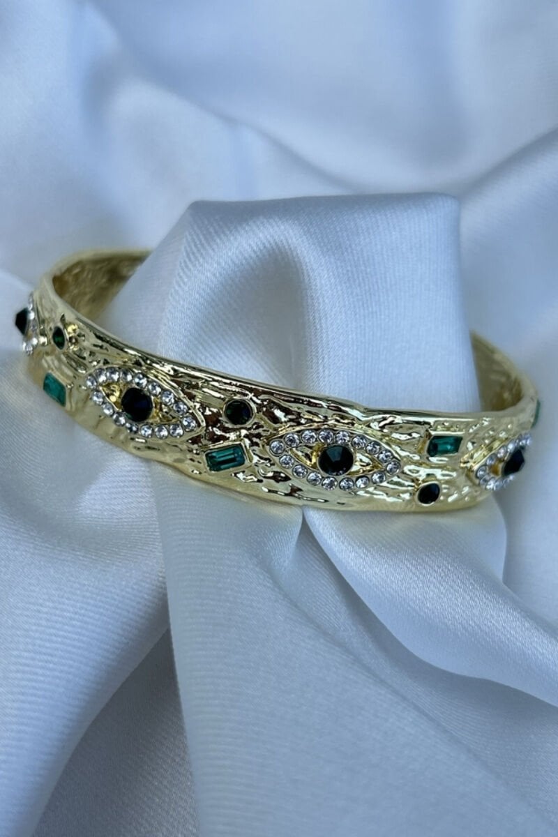 Yeşil Taş Göz Detaylı Tasarım Bileklik