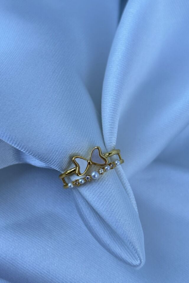 İkili Model İnci ve Kelebek Tasarım Yüzük