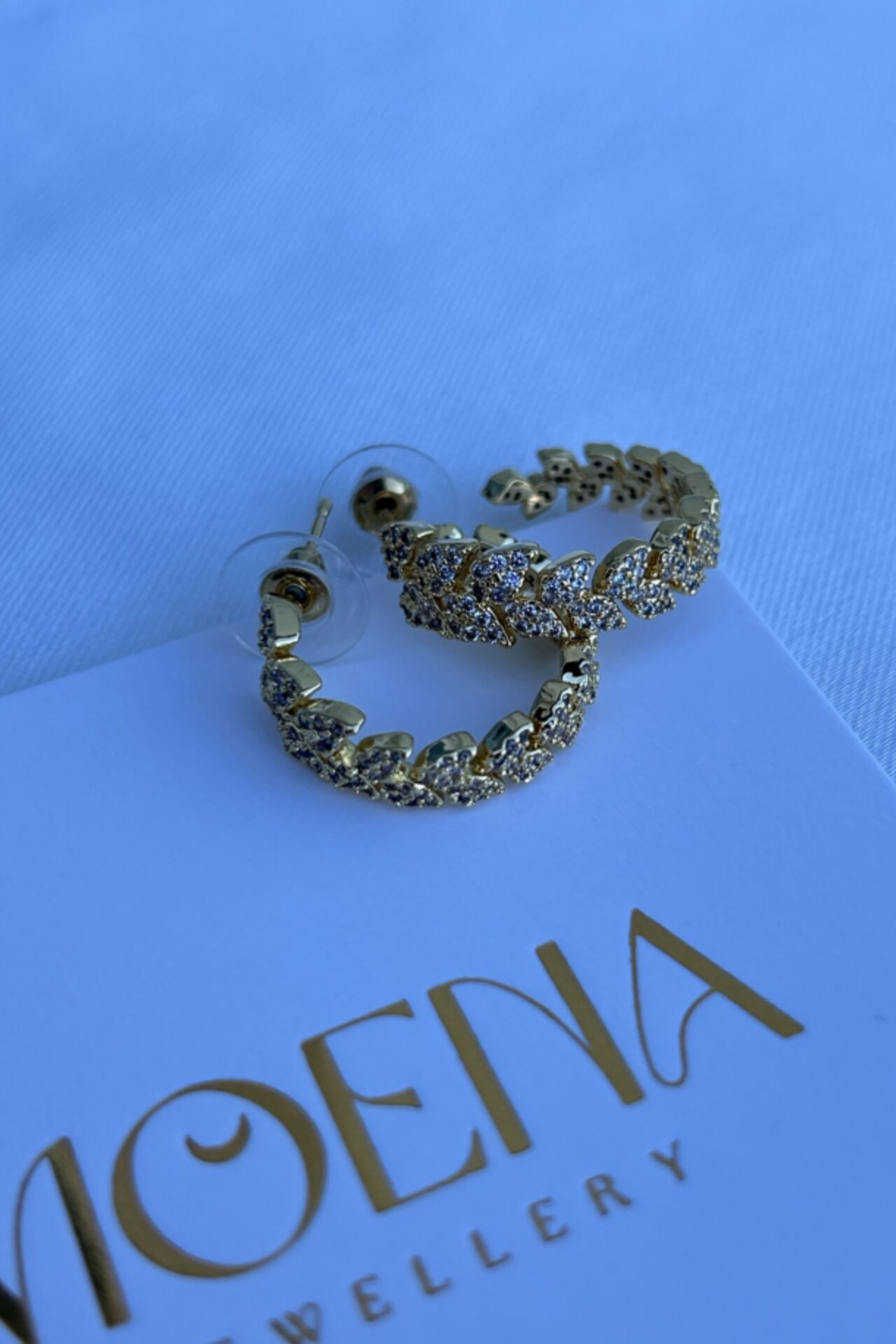 Kristal Taşlı Buğday Model Halka Küpe