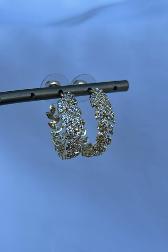 Kristal Taşlı Buğday Model Halka Küpe