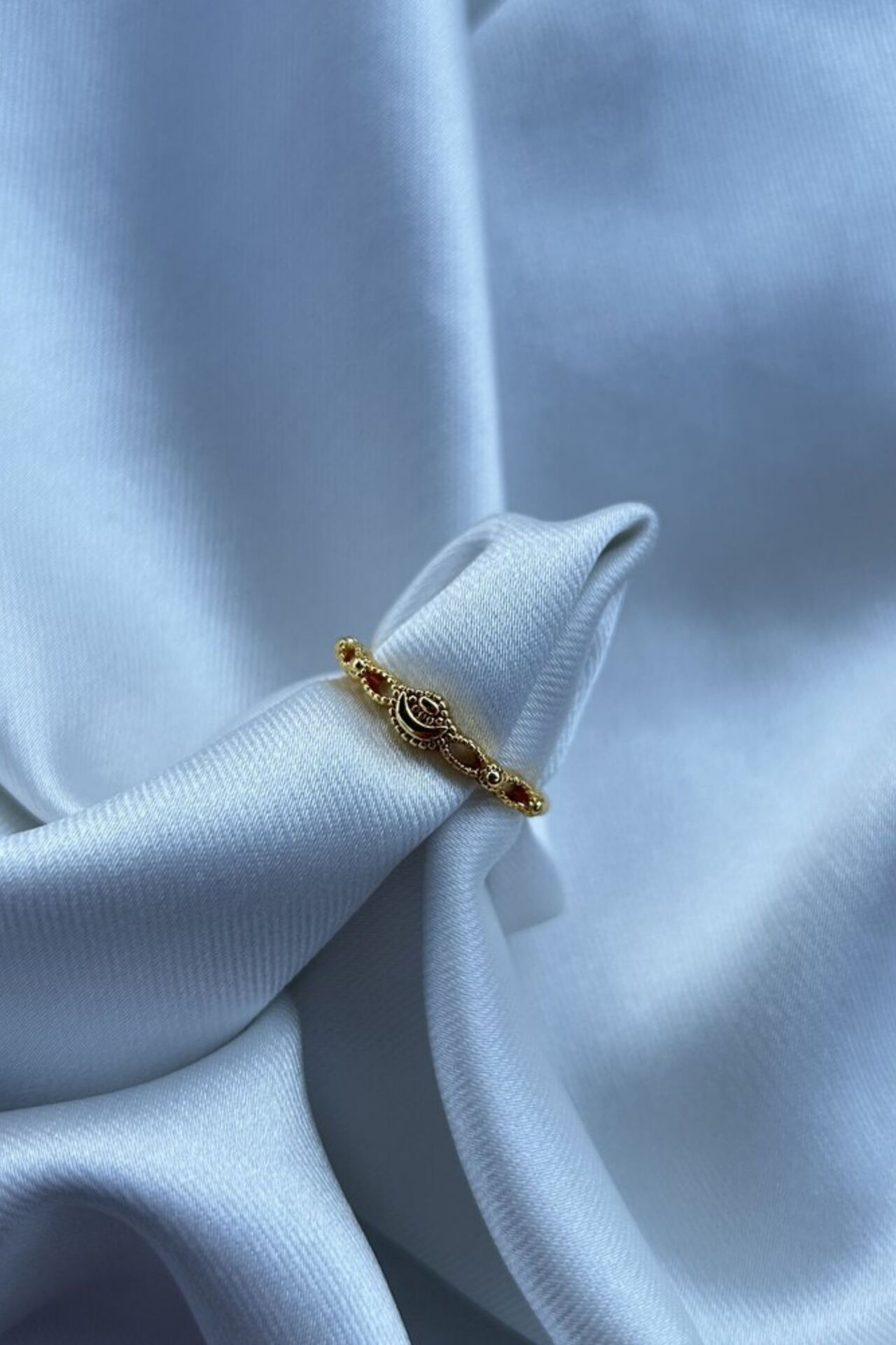 Ay Detaylı Minimal Model Vintage Yüzük