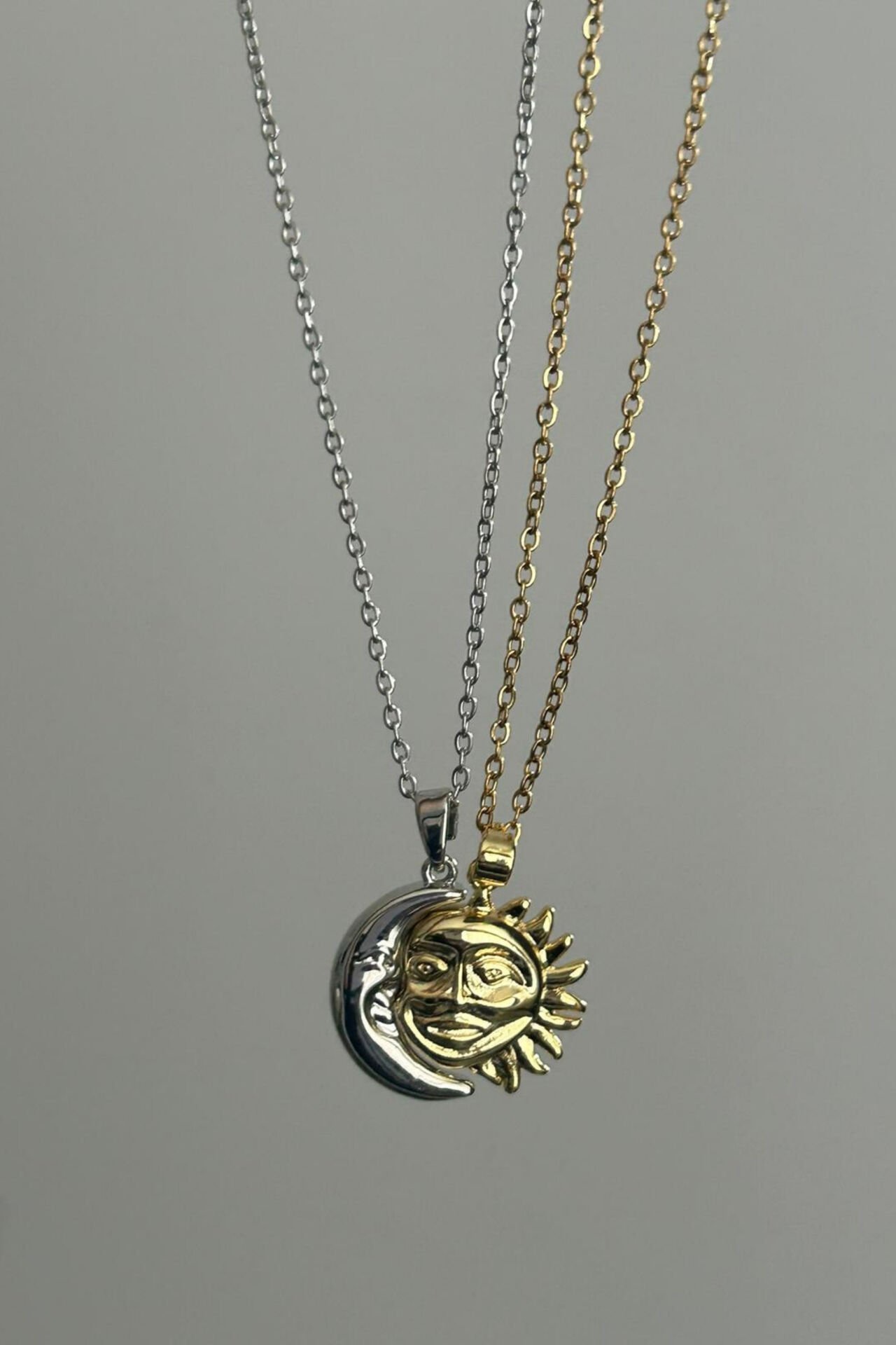 İkili Ay ve Güneş Kolye