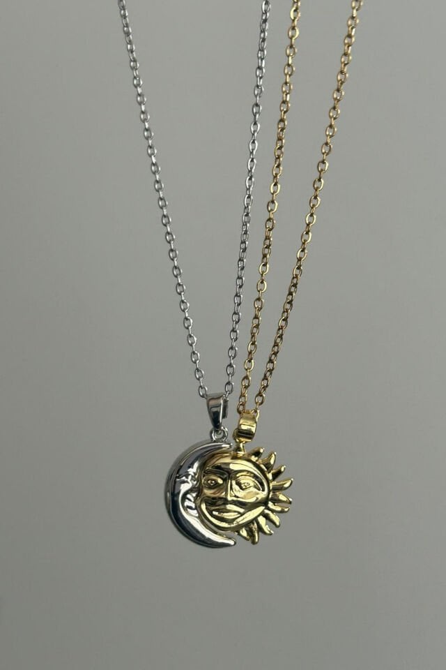 İkili Ay ve Güneş Kolye