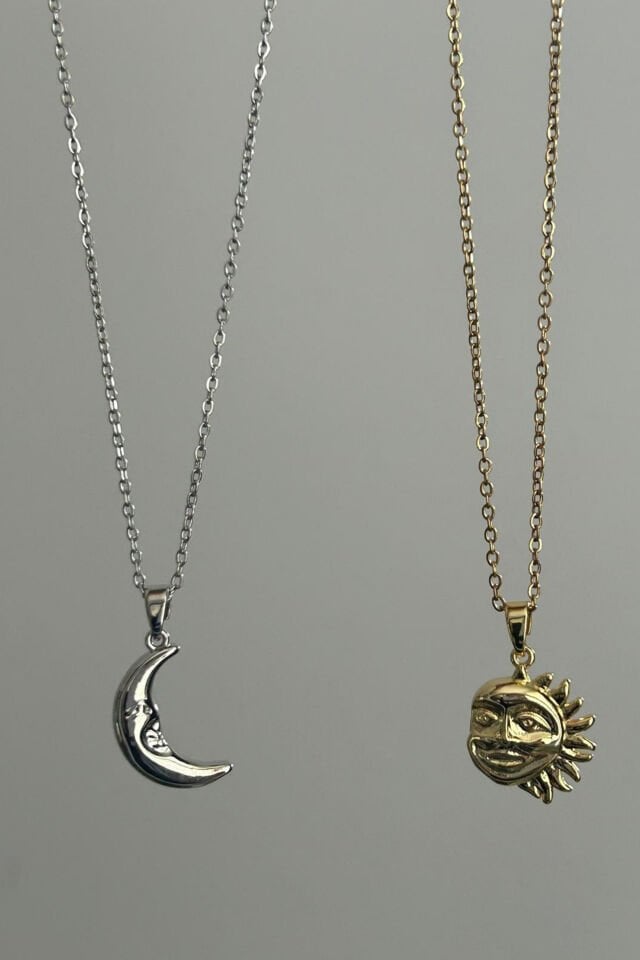 İkili Ay ve Güneş Kolye