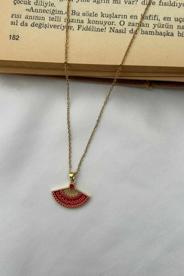 Kırmızı Yelpaze Model Kolye