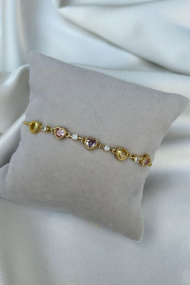 Renkli Kalp Model Bileklik