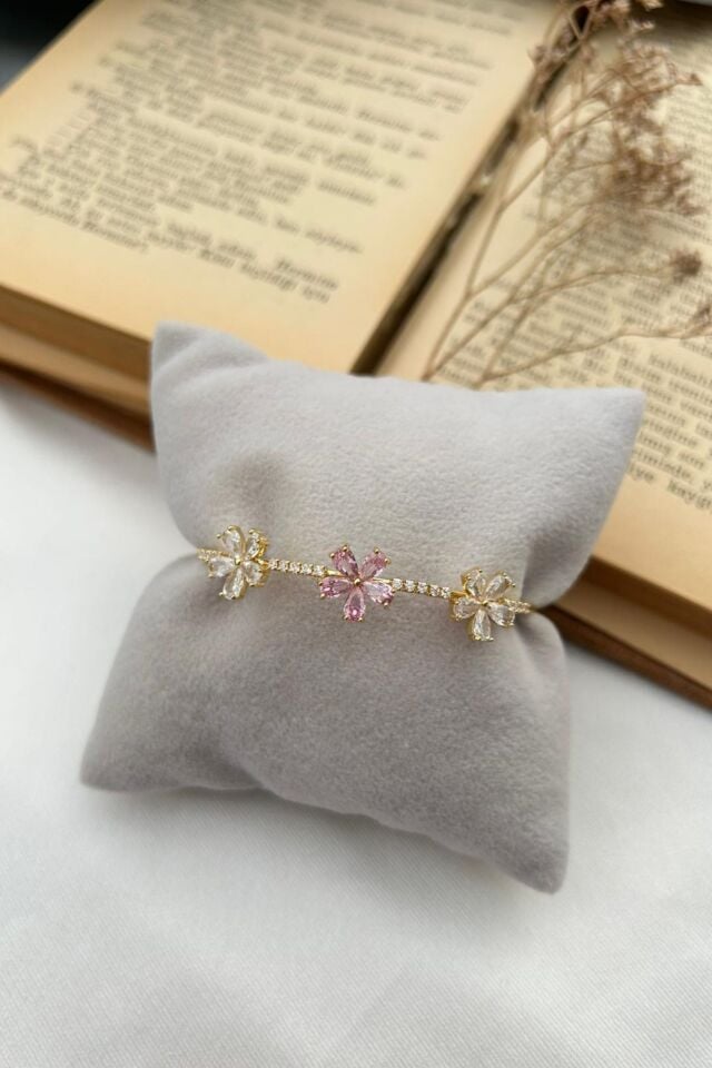 Pembe Çiçek Model Tasarım Bileklik