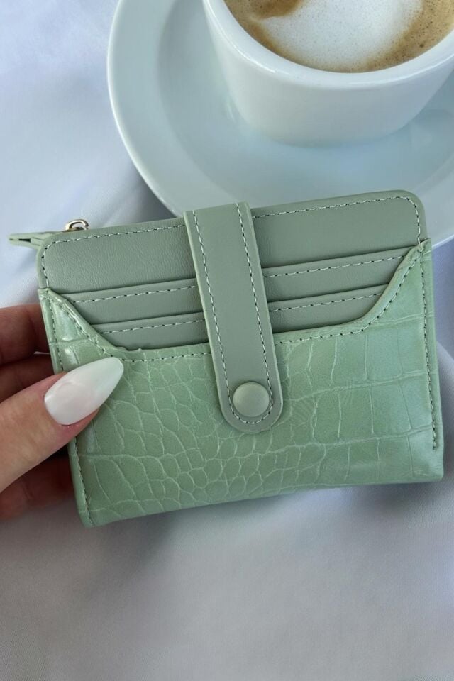 Vintage model desenli Yeşil deri model cüzdan