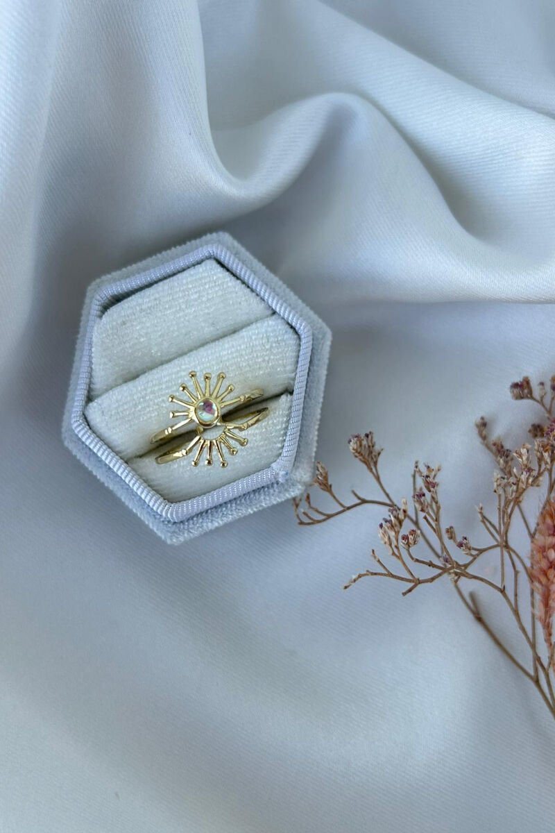 Ay Taşı Güneş Model Tasarım Yüzük