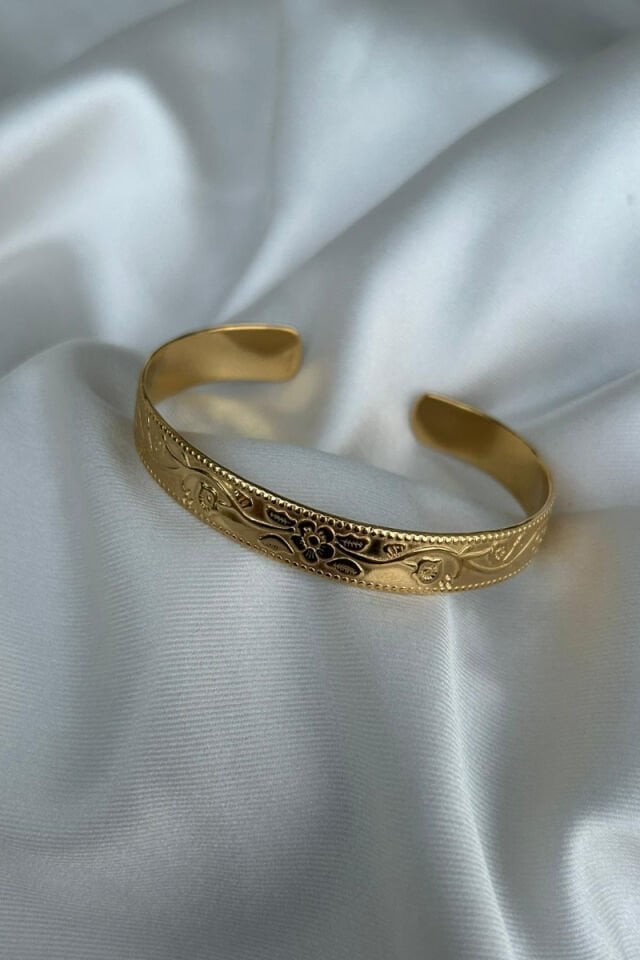 Vintage Çiçek Desenli Bileklik