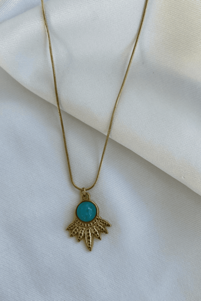 Firuze Taş Detaylı Bohem Model Kolye