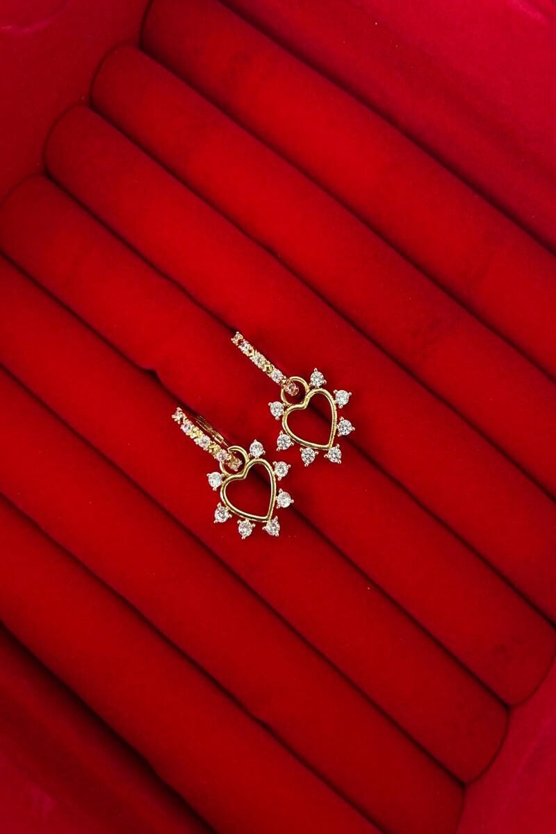 Kalp Figürlü Taşlı Küpe