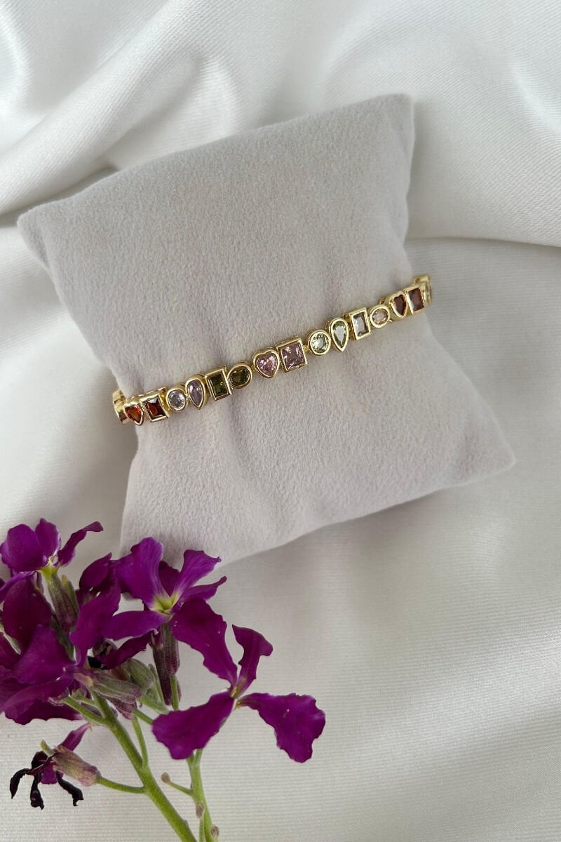 Renkli Taş Geometrik Model Tasarım Bileklik