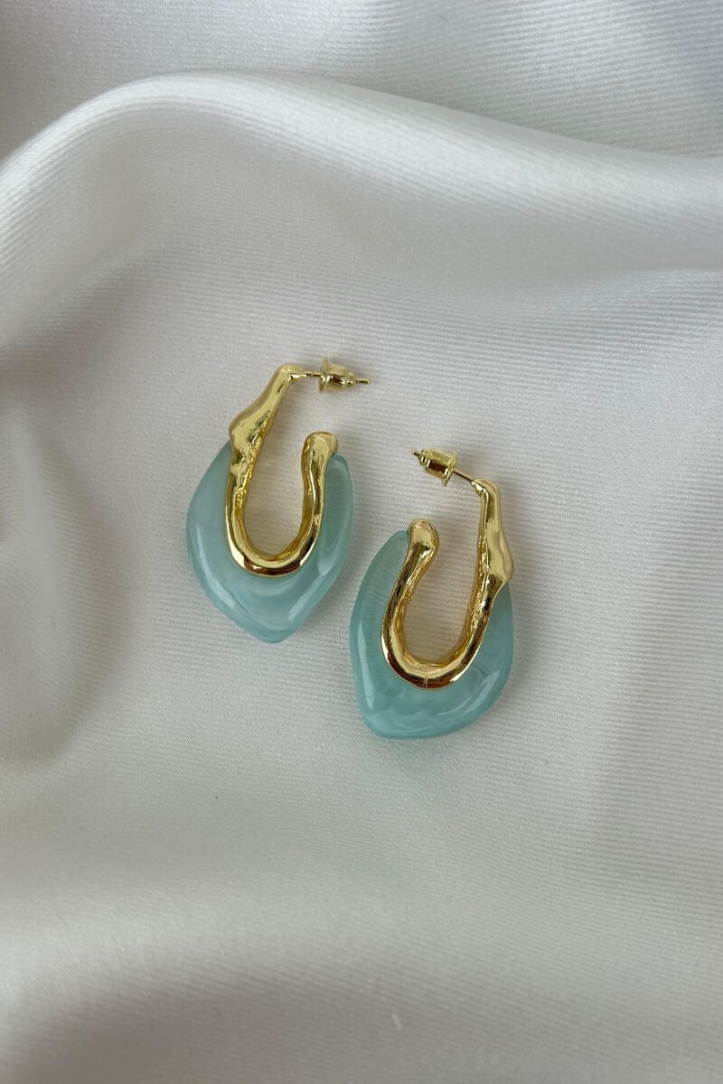 Mavi Kemik Model Tasarım Küpe