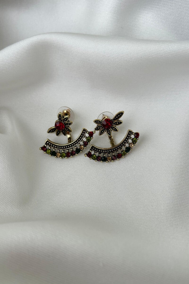 Renkli Taşlı Vintage Model Tasarım Küpe