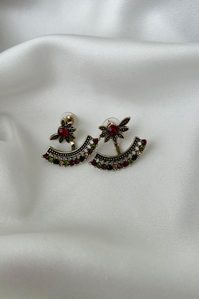 Renkli Taşlı Vintage Model Tasarım Küpe