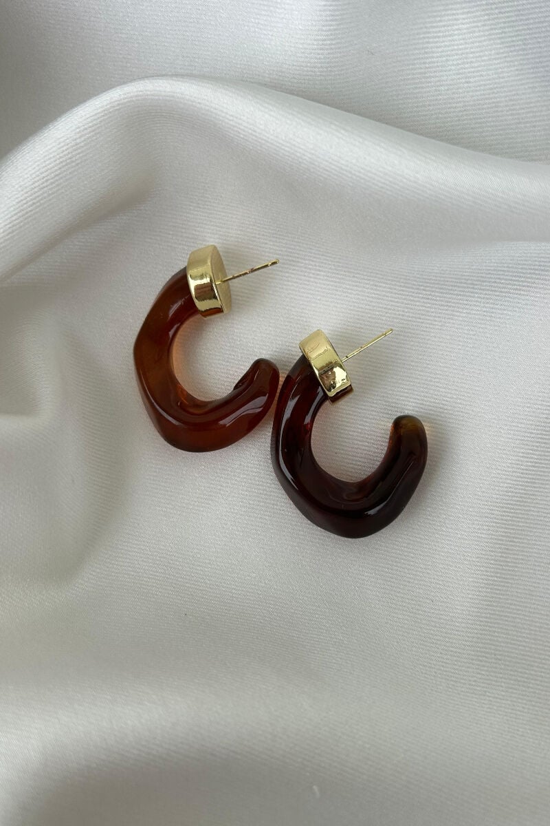 Kahverengi Kemik Model Küpe