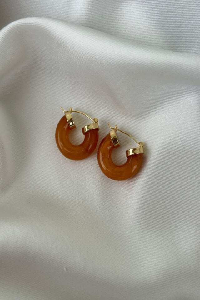 Kahverengi Oval Model Küpe