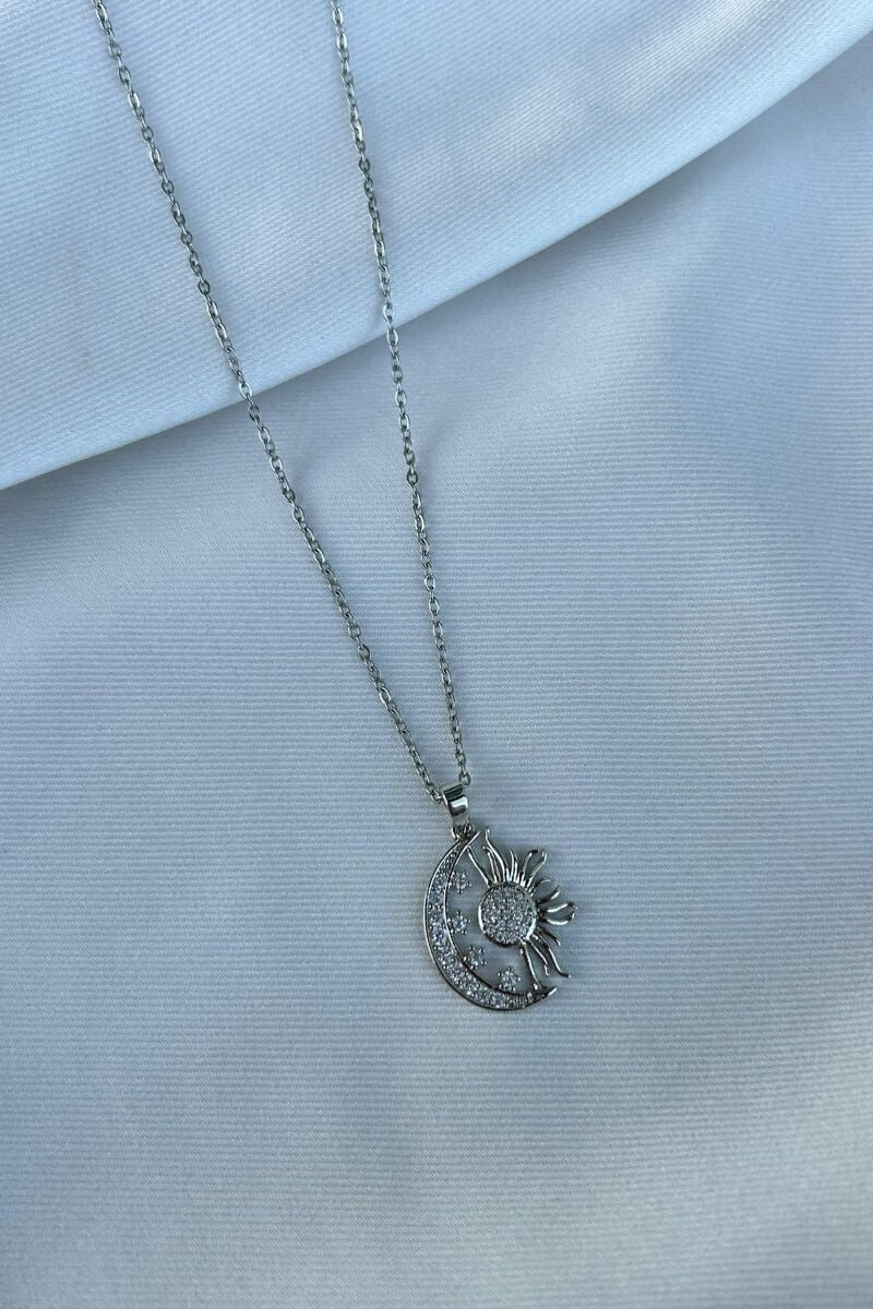 Ay Ve Güneş Model Kolye(silver)