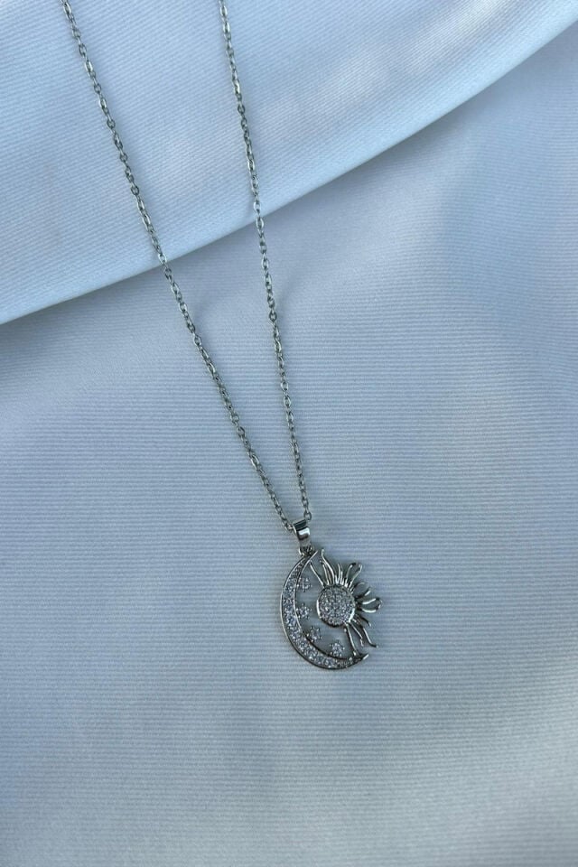 Ay Ve Güneş Model Kolye(silver)