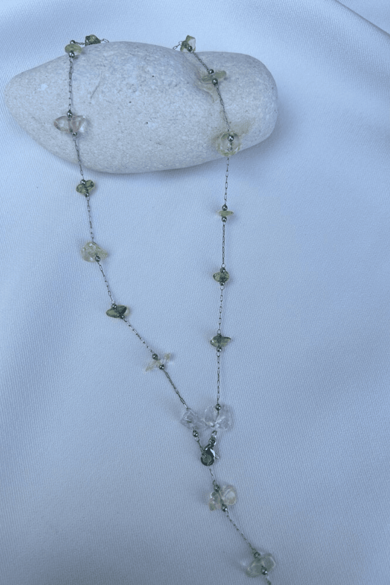 Soft Geometrik Taş Model Y Kolye (silver)
