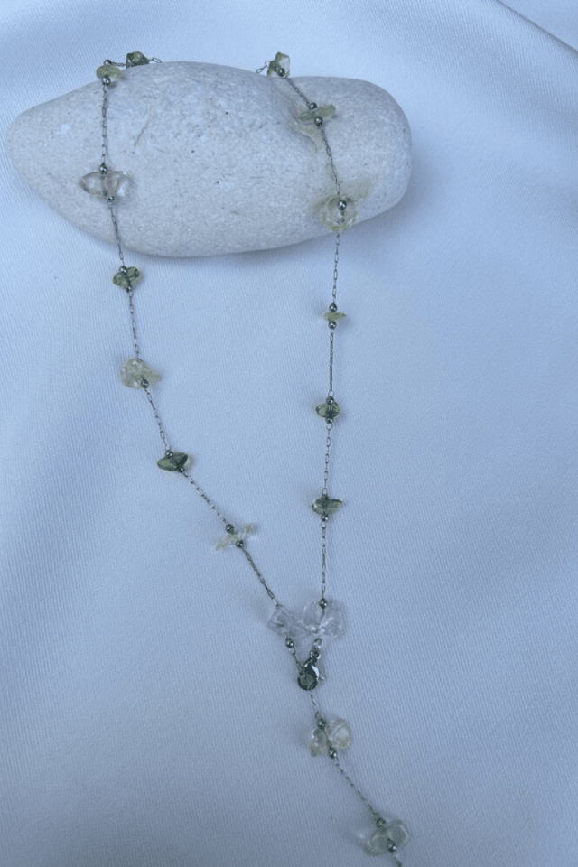 Soft Geometrik Taş Öodel Y Kolye (silver