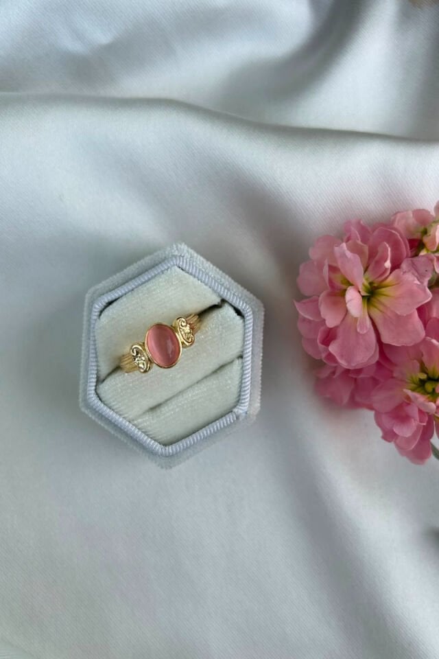 Pembe Taş Etnik Model Yüzük
