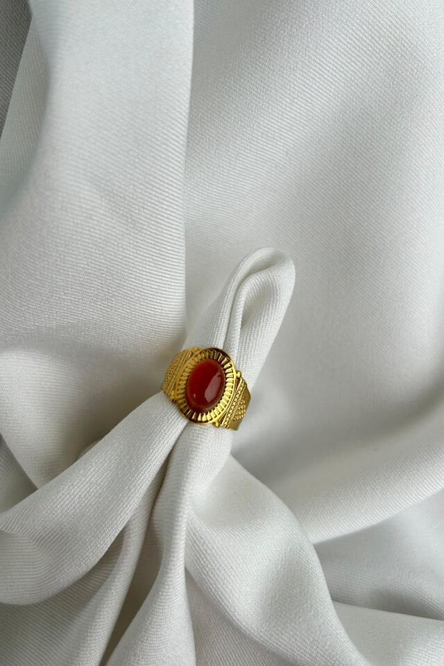 Kırmızı Taş Vintage Model Yüzük