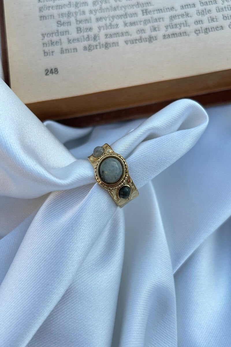 Labradorit Taş Vintage Model Yüzük