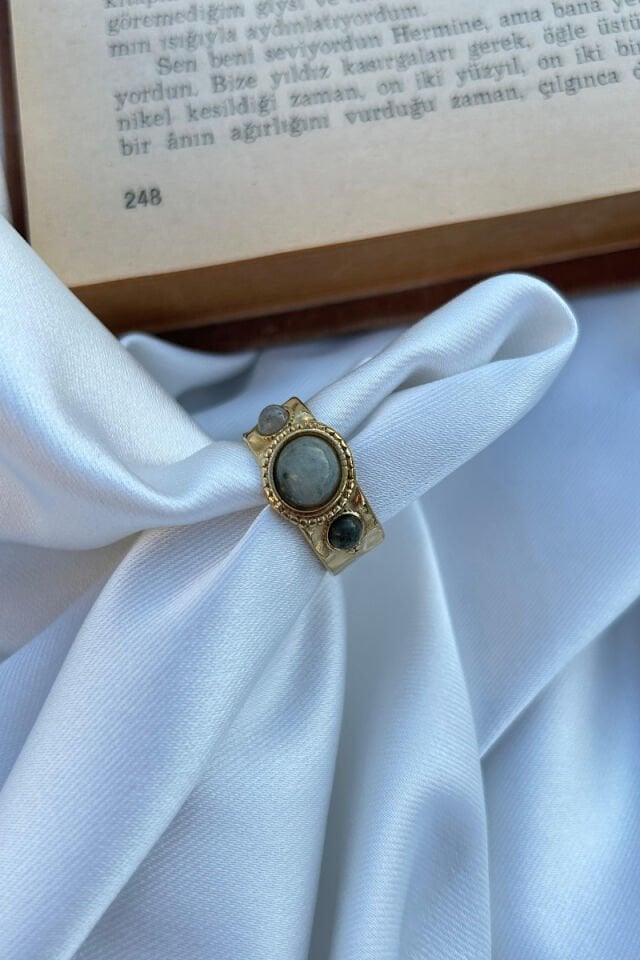 Labradorit Taş Vintage Model Yüzük