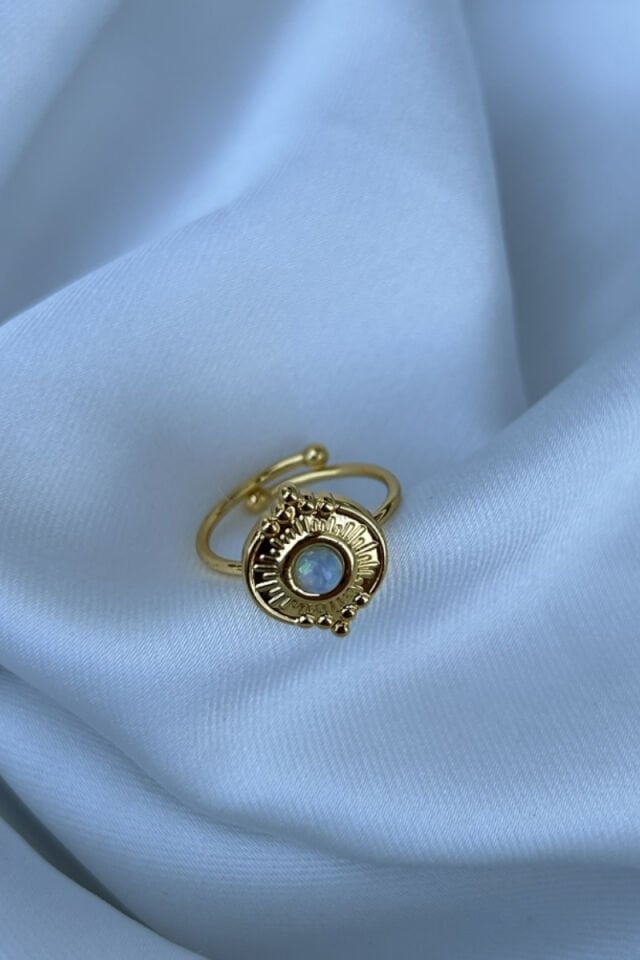Opal Taş Etnik Model Tasarım Yüzük