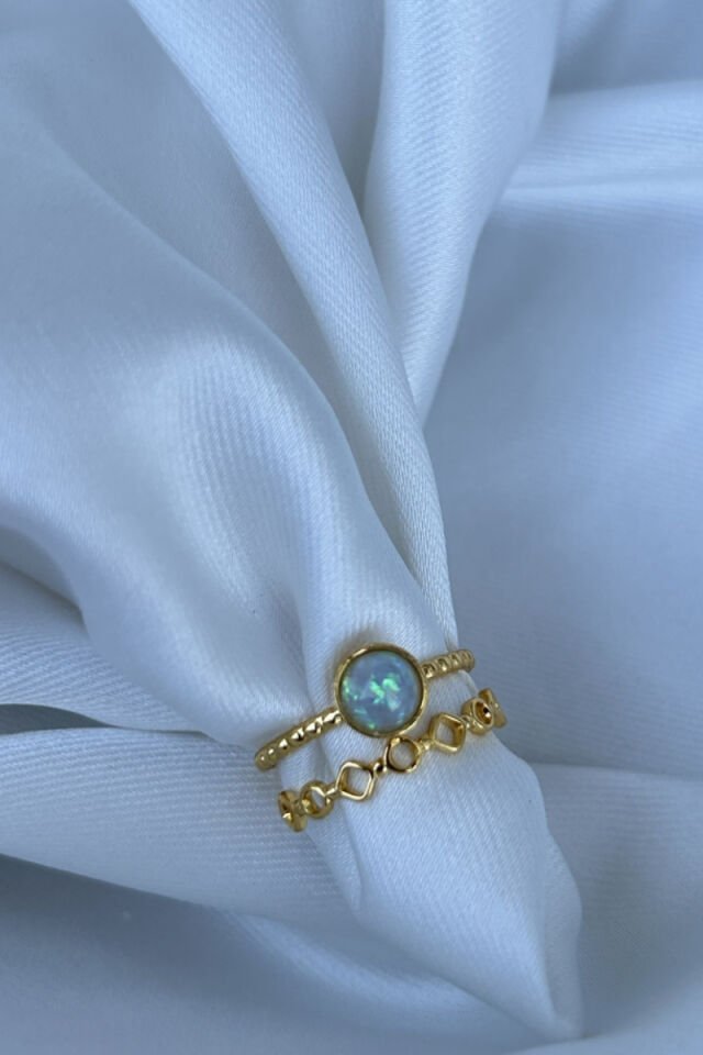 İkili Opal Taş Tasarım Model Yüzük